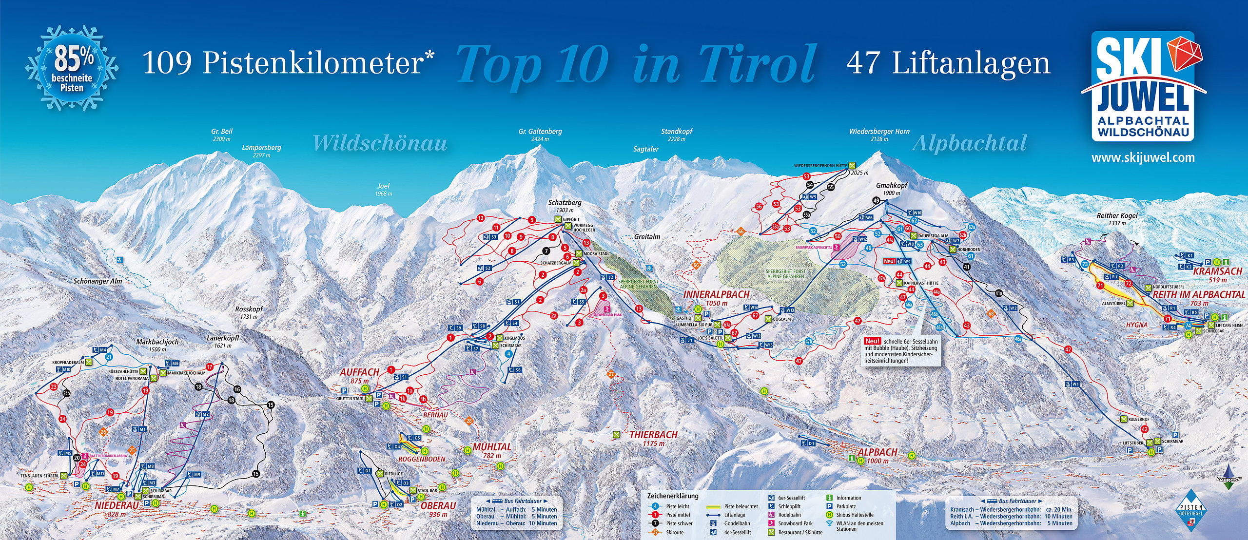Alpbachtal-Ski-Juwel-Alpbachtal-Wildschonau Piste Map