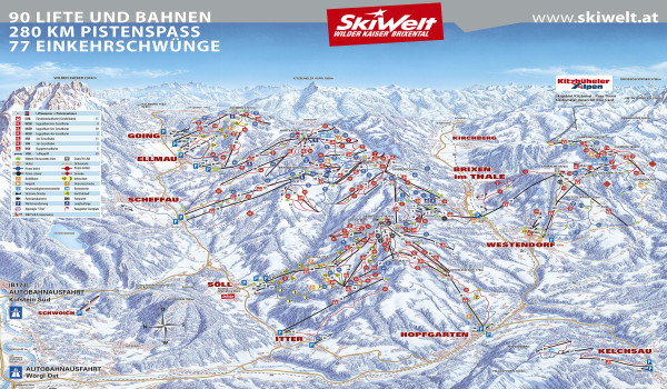 Hopfgarten-Itter-Kelchsau-Worgl-SkiWelt Piste Map