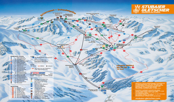 Stubaier-Gletscher-Stubaital Piste Map
